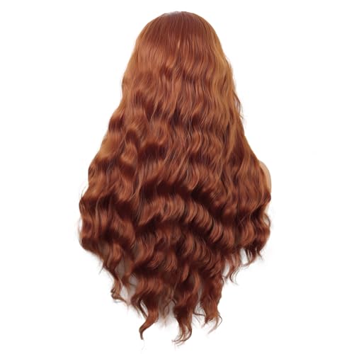 Image of MapofBeauty 28 Inch /70 cm Long Wavy Middle Part with No Bangs Synthetic Fiber Curly Fashion Women Party Cosplay Wig (Ginger Orange)