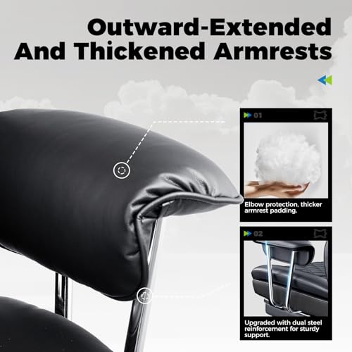 COMHOMA Big and Tall Office Chair, High Back Leather Gaming Chair with Footrest, Executive Ergonomic Office Chair with Pocket Spring Lumbar Support and with Outward Fixed Soft Armrests