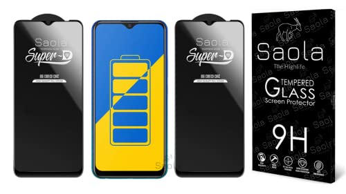 Image of Saola Hd+ Oleophobic Tempered Glass Screen Protector For Vivo Y17 Smartphone (Pack Of 2) With Free Installation Kit. Full Screen Coverage - 6.35 Inch
