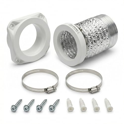 Image of Magnetic Dryer Vent Kit for Tight Spaces - Self-Aligning Mag-Snap Connector, Heat Resistant & Flame Retardant ABS, Airtight Seal, Includes 4 inch x 2.6ft Flexible Duct & Clamps