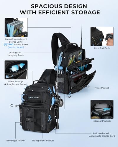Image of Calamus GearMaster Fishing Sling Tackle Bag & Tool Set | Fully Equipped Tackle Kit, Tackle Box, Fishing Lures, Pliers & Scissors, Lip Gripper, Wacky Tool, Fishing Gifts for Men