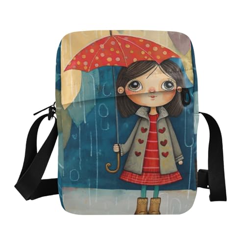 small messenger bag for men Crossbody Bags For Women Womens Fashion Purses Adjustable Strap for Outdoor Daily Outdoor Daily- Rainy Day Cute Girl Umbrella