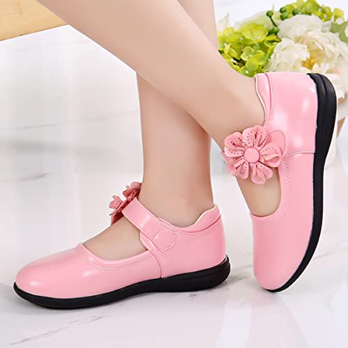 JOEupin Girls Dress Shoes Flower Girl Mary Jane Flats Hook and Loop Slip on Party School Wedding Girls Flat Shoes 5