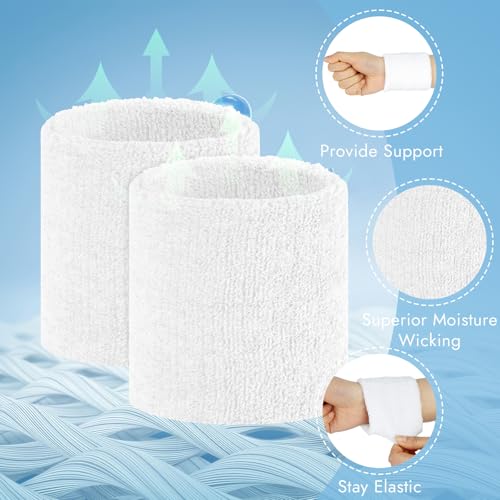 Image of 8 Pack Wrist Sweat Bands for Men Women, Absorbent Sports Wristband