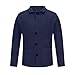 Mens Fashion Knitted Blazers Sweaters Button Down Stand Collar Cardigan Long Sleeve Casual Sweater with Pockets Dark Blue