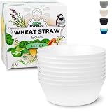 Grow Forward Premium Wheat Straw Bowls - 28 OZ Unbreakable Cereal Bowls Set of 8 - Lightweight Micro