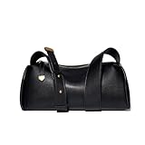 PDSSUNNY Bolso Baguette de Piel de Vaca Suave para Mujer, Bolso de Axila y Bandolera Pequeño para Diario Negro