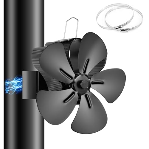 Ambesty Ventilador Magnético para Estufa de Leña, Ventilador de Chimenea de 5 Aspas, Silencioso y de Bajo Consumo, No Requiere Electricidad, Circulación de Aire Caliente Para Estufas de Pellets/Gas
