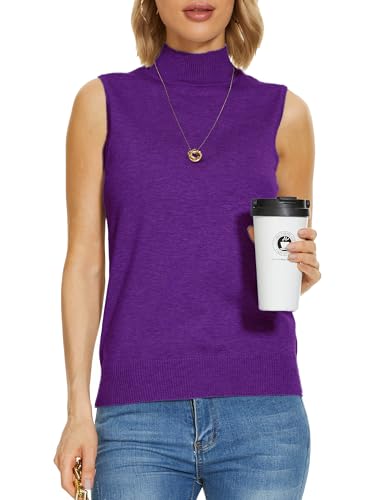 Image of INKOFF Sleeveless Mock Neck Turtleneck Knit Tops Women Dressy Casual Sweater Vest Business Work Tank
