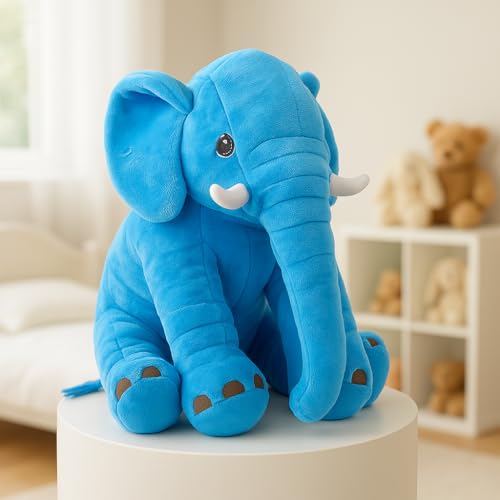 Image of Babique Big Elephant Stuffed Animal Soft Toys, Pillow Toy, Boy's and Girl's Room Decor, Birthday Gifts for Kids -Blue (50cm)