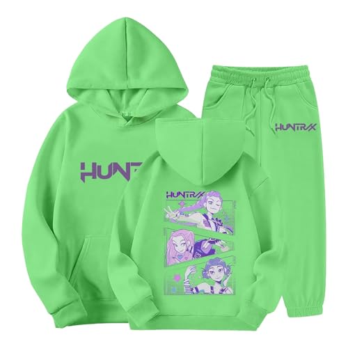 DOPOCQ Sweat Suits for Girls Drawstring Cartoon Anime Music Adventure Hoodie with Pocket Long Sleeve Pants Tracksuit 2-15Year