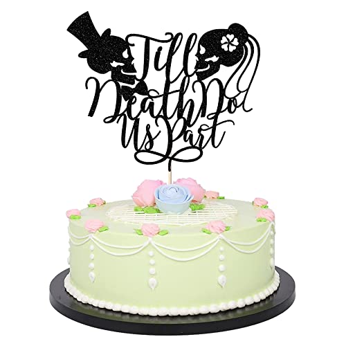 Lveud Till Death Do Us Part Wedding Cake Topper - Day Of Death Sugar Skull Cake Sign Decor, Halloween Skeleton Day Of The Death,Halloween Party Mr And Mrs Anniversary Special Events Decorations #TOP15