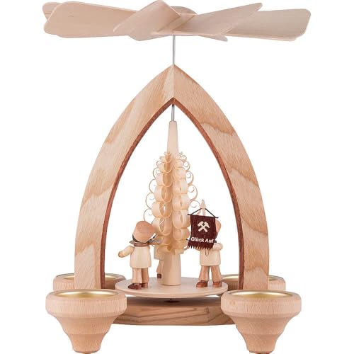 Pyramide Modern Erzgebirge 7 Erzgebirge Palast 1-stöckige Pyramide Bergmannszug - Natur - 26 cm