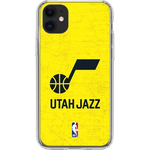 Skinit Clear Phone Case Compatible with iPhone 11 - Officially Licensed NBA Utah Jazz Yellow Texture Design