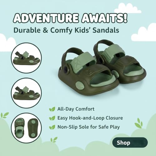 Image of GLJ Kids Comfort Clogs Sandals For Boy And Girl, 1 to 4 Years, Two-Strap Design, Easy To Wear Slip On, Dust and Waterproof, 7101