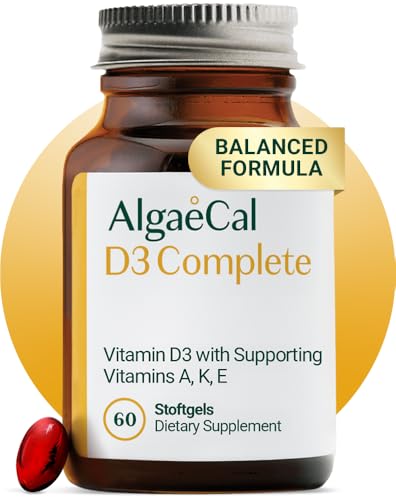 ALGAECAL D3 Complete Vitamins D3 K2 A & E for Bones 60 Softgels 1 Pack