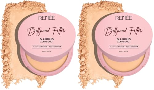 Image of RENEE Bollywood Filter Blurring Compact - Beige Blur | Pore Minimising, Matte Finish, Full Coverage, Rich Pay-off | Blurs Pores & Blemishes | 9g (Pack of 2)