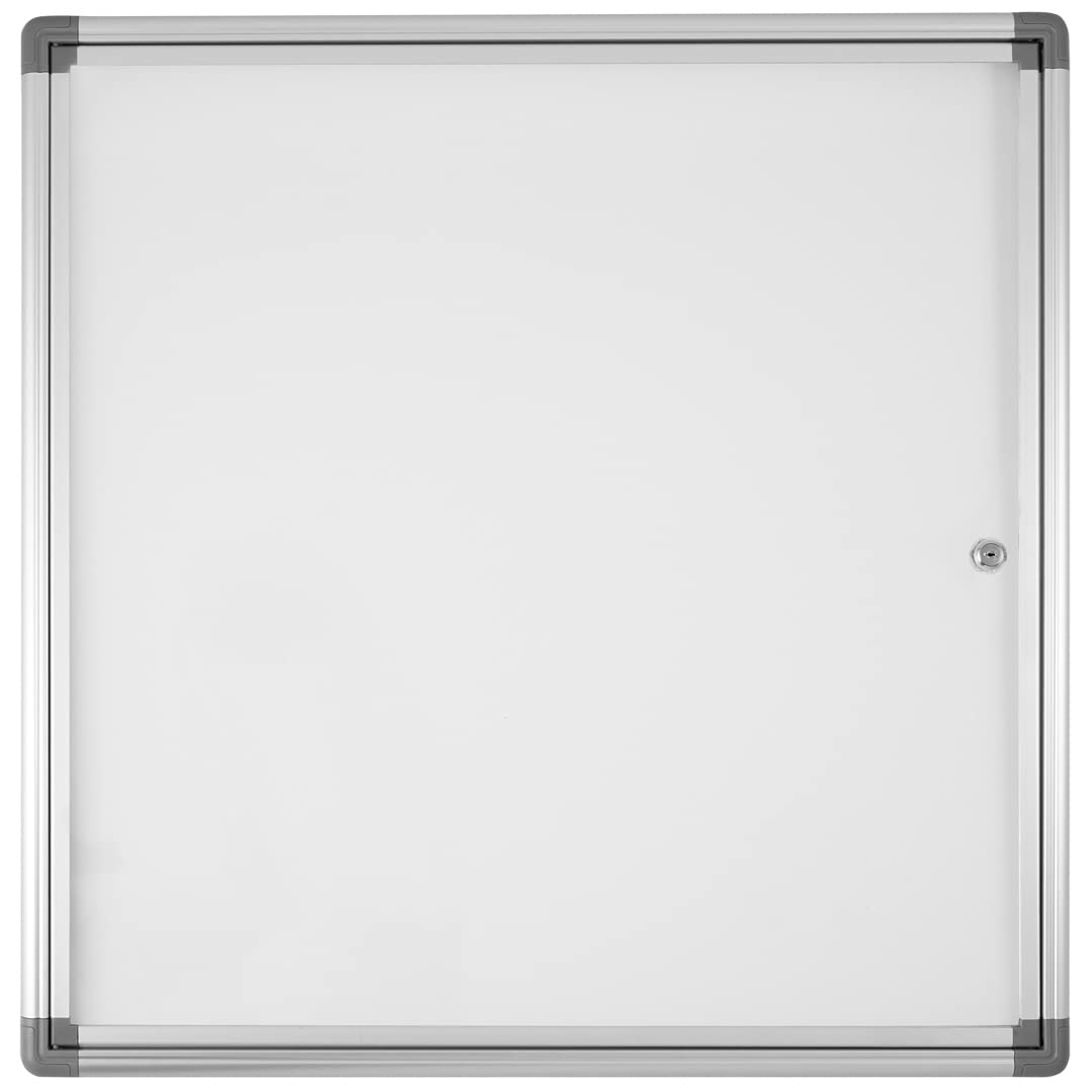 Danieli Store - Tablón de anuncios con cerradura para 6 folios A4 - Tablones magnéticos de aluminio para pared, puerta abatible de metacrilato