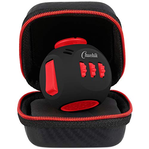 Chuchik Toys Fidget Cube - Prime Desk Fidget Toy, Fidget Cubes - Reduce Anxiety and Stress Relief for Autism, ADD, ADHD & OCD. Fidget Cube for Kids & Adults (Black-Red, 2-Pack)
