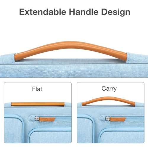 Image of MOSISO 360 Protective Laptop Case 13.3 inch, 13-13.3 inch Laptop Sleeve Compatible with MacBook Air /Pro 13 / Pro 14,HP Dell Acer ASUS,Side Open Carrying Case with 4 Zipper Pockets&Handle, Air Blue