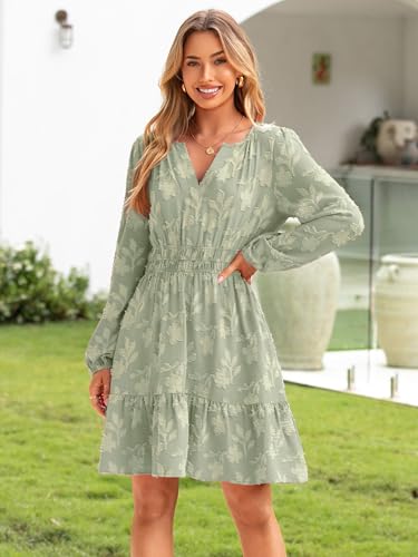 Image of BerryGo Womens Long Sleeve Mini Dress Casual A Line Flowy Loose Vacation Party Babydoll Fall Short Dresses with Pocket