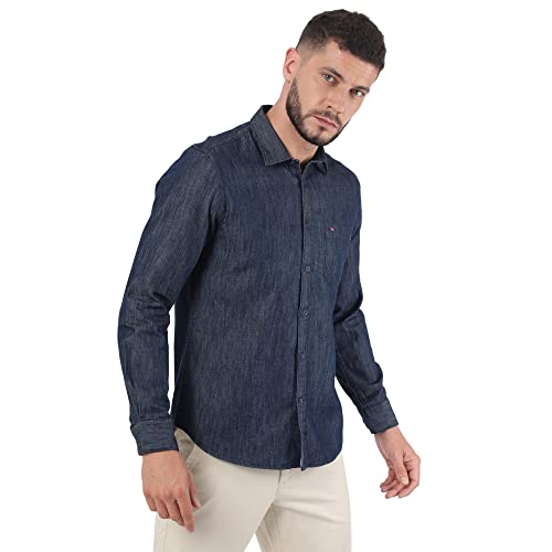 Image of Arvind Men Blue Cotton Shirt