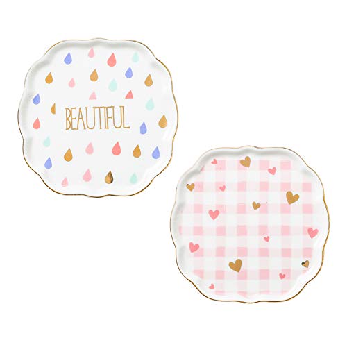 Ceramic Jewelry Dish Small Ring Tray-Ring Holder for Jewelry OrganizerTrinket Dish Ring Dish Jewelry Tray Necklace Holder Key TrayDecorative Trays for Home Décor Gifts for FriendsSet of 2