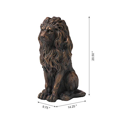 Glitzhome Gh20387 Guardian Sitting Lion Outdoor Statue, Bronze #TOP4