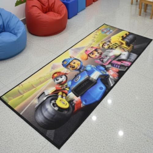 Image of Athom Living Paw Patrol (Yellow) Runner Carpet 2x4.5 Ft, Soft Printed Mat with Anti-Skid Backing, Durable Washable Runner for Kids Bedroom, Play Area & Playroom Decor