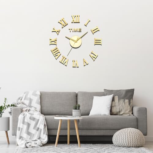 Horloge murale moderne à effet miroir acrylique chic pour salon - 2