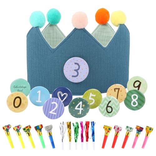 Hyber&Cara Birthday Crown Hat Boy Girl, Birthday Crown with Numbers, Children's Birthday Party Hats, Party Decorations