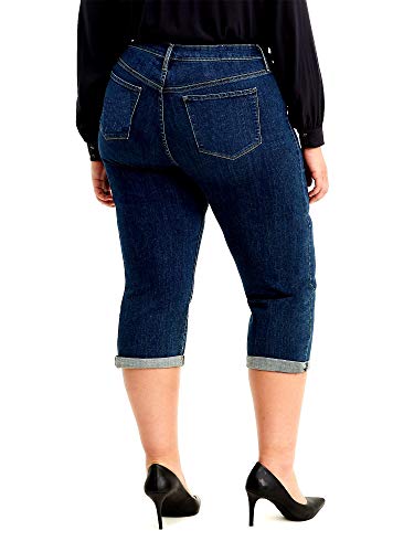 Jack David LING Womens Plus Size Stretch Blue/Black Capri Twill Denim Jeans2