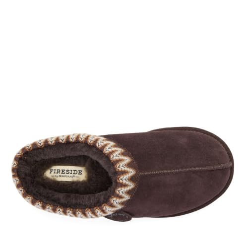 Image of Fireside by Dearfoams Women's Greta Genuine Shearling Clog Slippers, 100% Natural Suede Clogs for Outdoor & Indoor