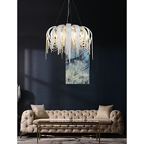 Dearlan Modern Chandeliers Light Fixtures Contemporary Chandelier 8 Lights Island Aluminum Chain Pendant Ceiling Lighting For Living Room Dining Room Bedroom Hallway D34.48 #TOP4