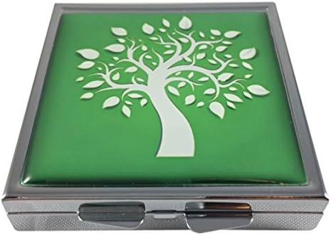 Tree of Life Square Four Section Pocket Purse Travel Pill Box Case