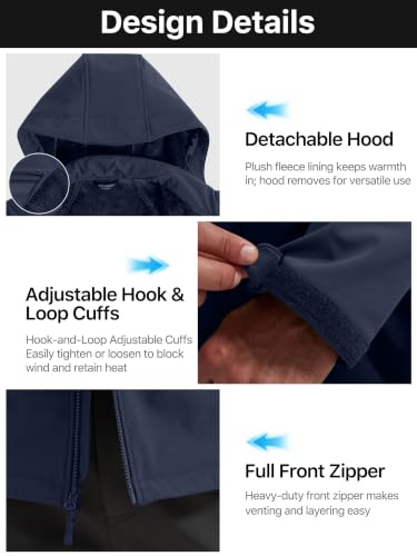Image of FREE SOLDIER Men's Waterproof Softshell Jacket Fleece Lined Outdoor Jacket Tactical Military Hoodie Windbreaker