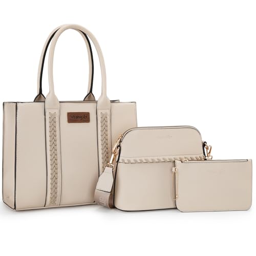 Image of Wrangler 3PCS Purses for Women Tote Bag Crossbody Handbag and Wallet Set with Guitar Strap