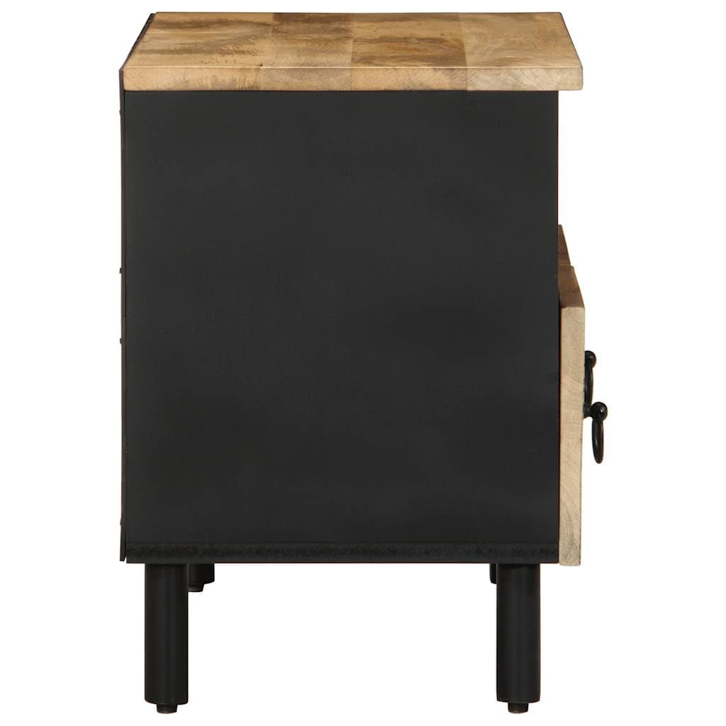 Industrial TV-Schrank MangoholzSchwarz 70x33,5x46 cm | Industriedesign Lowboard fürs Wohnzimmer& Schlafzimmer mit Eisenbeinen für leichte Bodenreinigung.