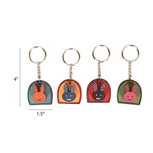 Image of AAKRITI ART CREATIONS Handcrafted Key Ring for Men & Women - Wooden, Leather & Artistic Keychain with Clip or Bottle Opener, Stylish Key Holder Accessory