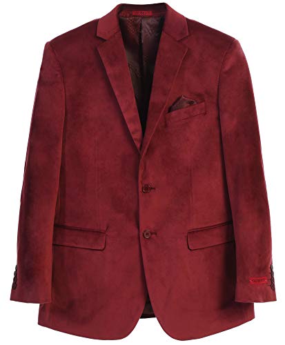 Gioberti Mens Formal Super Soft Velvet Blazer Jacket, Burgundy, 40 Regular