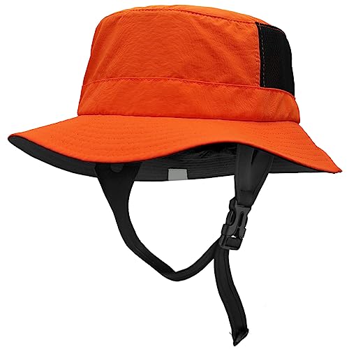 Seektop Surf Bucket Hat With Upf 50+ Uv Protection, Wide Brim Waterproof Sun Hat With Adjustable Chin Strap For Surfing, Boating, Water Sports Orange #TOP21