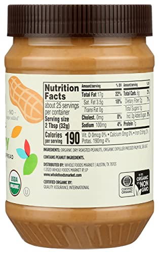 Image of 365 Everyday Value, Organic Creamy Peanut Butter Spread Unsweetened, 28 Oz