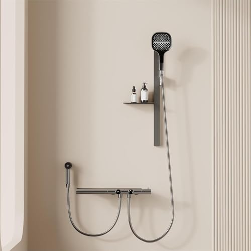Mélangeur thermostatique bain douche gris anti-brûlure cascade LWX