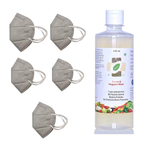 Mint Make KN95 Anti Pollution Face Mask (Pack of 5) With Free Fruits & Veggie Wash Removes Bacteria, Wax, Germs, Dirt, Chemicals and Preservatives, No Soap, No Alcohol, No Perfume (500 ML) Mint Make KN95 Anti Pollution Face Mask (Pack of 5) With Free Fruits & Veggie Wash Removes Bacteria, Wax, Germs, Dirt, Chemicals and Preservatives, No Soap, No Alcohol, No Perfume (500 ML)