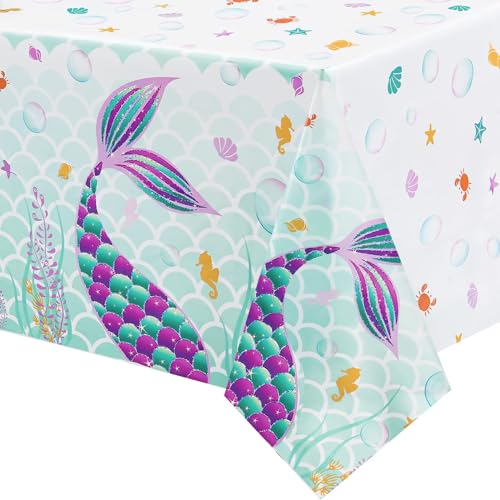 WERNNSAI Mantel del Sirena - 1 Piezas 274 x 137 cm Mantel Desechable de Plástico Impreso,...