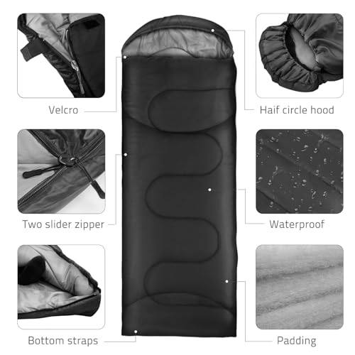 Schlafsack Outdoor für Camping 3 Jahreszeiten Erwachsene Schlafsack, 2 in 1 Funktion Deckenschlafsäcke, Warm, Leichtgewichtig, Wasserdicht für Rucksackreisen, Wandern und Reisen – Bild 4