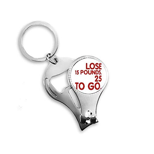Red English Lose Weight Quote Nail Nipper Ring Key Chain Bottle Opener Clipper