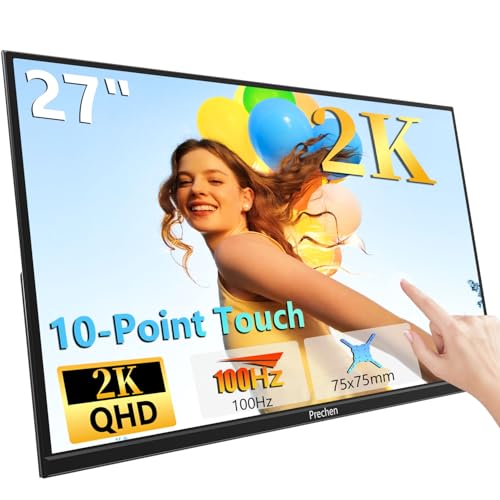 Prechen 27 Inch Monitor, 2K Touchscreen IPS Portable Display