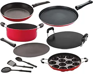Nirlon Non Stick Aluminium Kitchenware Cooking Utensil Combo Gift Set-9 Pcs [26_FT13_CT_APPAM_RT_Cass20_TP24_3SPN]