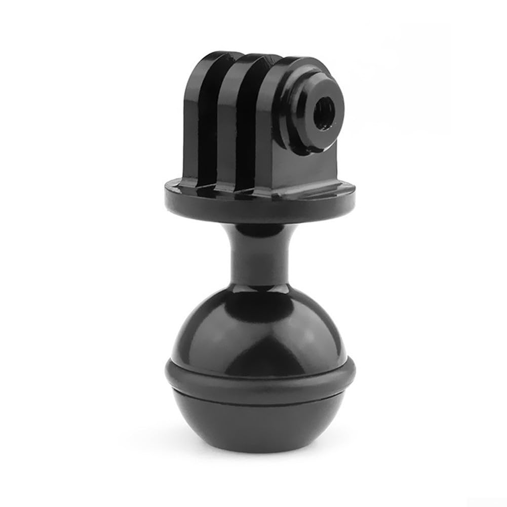 High CNC Machined Diving Action Camera Ball Adapter with 1 Inch Ball Joint Connector and Anodized Aluminium Alloy Body (Black)